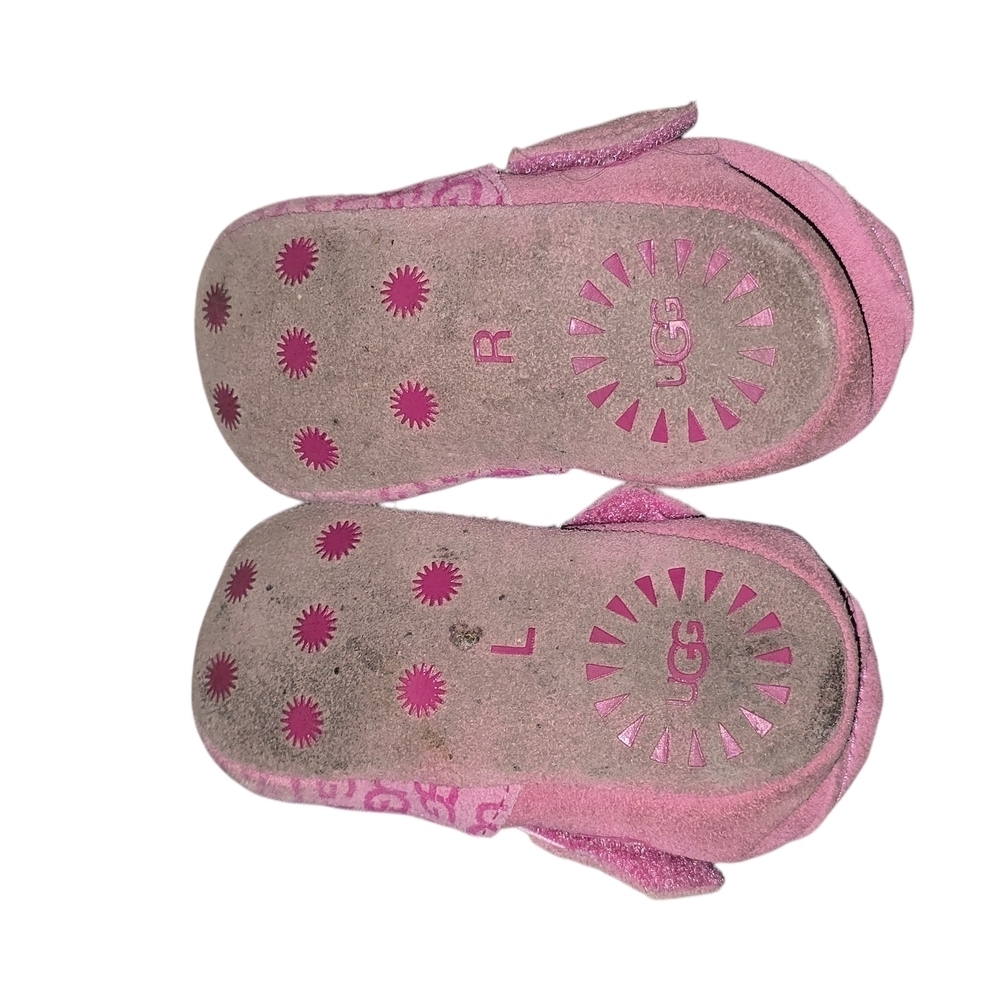 UGG Baby Roos Fusha Pink Suede Moccasin Shoes 04/05 18-24 Months - Picture 5 of 6